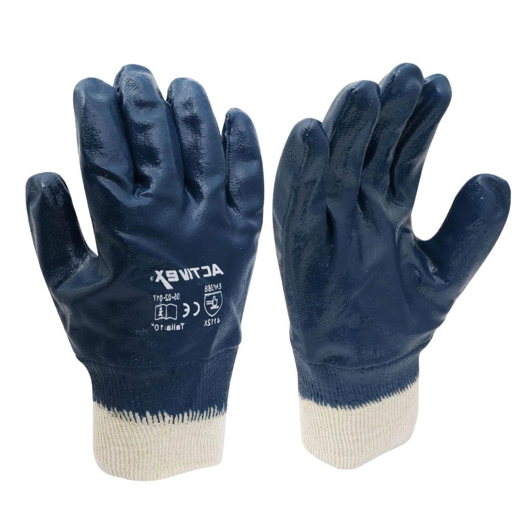 Guante nitrilo puño tejido