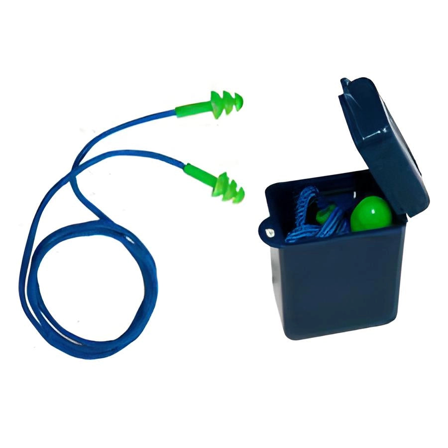 Tapón auditivo tipo pino con cordón cajita